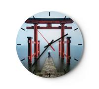 Orologio da Parete in Vetro 40x40cm Itsukushima-Jinja Tempio Ombrello Silenzioso