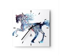 Orologio da Parete in Vetro 40x40cm la natura la pittura bello stallone