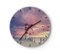 Orologio da Parete in Vetro 40x40cm Lanterna Mare Costa Moderno Silenzioso