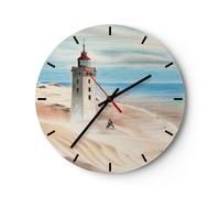 Orologio da Parete in Vetro 40x40cm Lanterna mare immagine Moderno Silenzioso