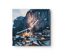 Orologio da Parete in Vetro 40x40cm Lauterbrunnen Svizzera Valle Silenzioso
