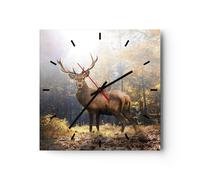 Orologio da Parete in Vetro 40x40cm Luce cervo foresta Moderno Silenzioso