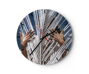 Orologio da Parete in Vetro 40x40cm Mani dita gioielli Moderno Silenzioso
