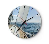 Orologio da Parete in Vetro 40x40cm mare crociera vela Moderno Silenzioso