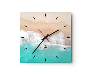 Orologio da Parete in Vetro 40x40cm mare onda sabbia Moderno Silenzioso