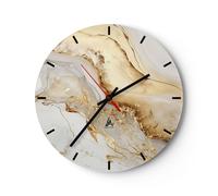 Orologio da Parete in Vetro 40x40cm Marmo Fascino Elegante Moderno Silenzioso