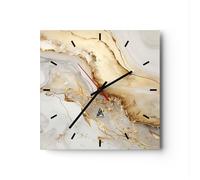 ARTTOR Orologio da Parete in Vetro Marmo Fascino Elegante 40x40cm Piccolo Moderno Orologio da Muro Per Casa Cucina Soggiorno Silenzioso Wall Clock Decorazione Orologio da Appendere - C3AC40x40-5730