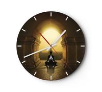 Orologio da Parete in Vetro 40x40cm Meditazione Tempio Ombra Moderno Silenzioso
