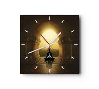 Orologio da Parete in Vetro 40x40cm Meditazione Tempio Ombra Moderno Silenzioso