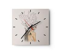 Orologio da Parete in Vetro 40x40cm Moda Donna Disegno Moderno Silenzioso