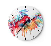 Orologio da Parete in Vetro 40x40cm natura la pittura Pappagallo Bambini