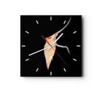 Orologio da Parete in Vetro 40x40cm Nero Donna Cappello Moderno Silenzioso