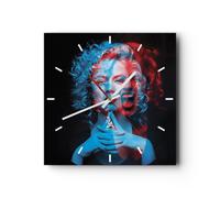 Orologio da Parete in Vetro 40x40cm Nero Donna Emozioni Moderno Silenzioso