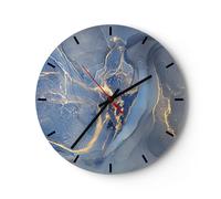 Orologio da Parete in Vetro 40x40cm Oro blu vernice Moderno Silenzioso
