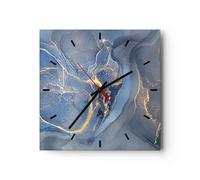Orologio da Parete in Vetro 40x40cm Oro blu vernice Moderno Silenzioso