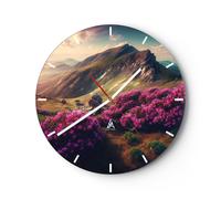 Orologio da Parete in Vetro 40x40cm Paesaggio Natura Montagne Moderno Silenzioso