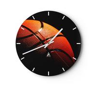 Orologio da Parete in Vetro 40x40cm Pallacanestro gioco Sport Moderno Silenzioso
