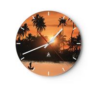 Orologio da Parete in Vetro 40x40cm palma fiume estate Moderno Silenzioso