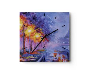 Orologio da Parete in Vetro 40x40cm Parigi Lanterne Eiffel Moderno Silenzioso