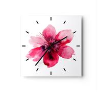 Orologio da Parete in Vetro 40x40cm Pittura illustrazione estate fiore
