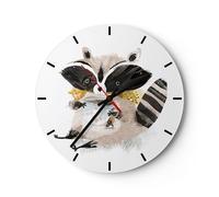 Orologio da Parete in Vetro 40x40cm Procione Coppa Bambini Moderno Silenzioso