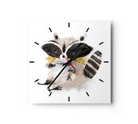 Orologio da Parete in Vetro 40x40cm Procione Coppa Bambini Moderno Silenzioso