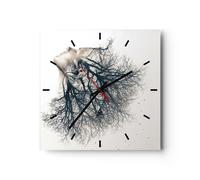 Orologio da Parete in Vetro 40x40cm Ragazza albero grafica Moderno Silenzioso