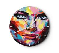 Orologio da Parete in Vetro 40x40cm ragazza faccia Moderno Silenzioso