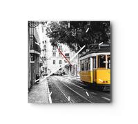 ARTTOR Orologio da Parete in Vetro Retrò Tram Architettura 40x40cm Piccolo Moderno Orologio da Muro Per Casa Cucina Soggiorno Silenzioso Wall Clock Decorazione Orologio da Appendere - C3AC40x40-5302