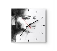 Orologio da Parete in Vetro 40x40cm Ritratto pittura donna faccia Silenzioso