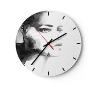 Orologio da Parete in Vetro 40x40cm Ritratto pittura donna faccia Silenzioso