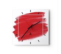 ARTTOR Orologio da Parete in Vetro Rosso vernici pezzo 40x40cm Piccolo Moderno Orologio da Muro Per Casa Cucina Soggiorno Silenzioso Wall Clock Decorazione Orologio da Appendere - C3AC40x40-5067
