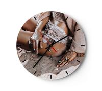 Orologio da Parete in Vetro 40x40cm Sabbia Donna Gioielli Moderno Silenzioso
