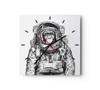 Orologio da Parete in Vetro 40x40cm Scimpanzé astronauta disegno Silenzioso
