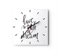 Orologio da Parete in Vetro 40x40cm Scritto a mano dal vivo un sogno Silenzioso