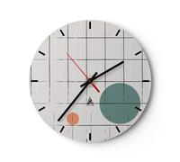 Orologio da Parete in Vetro 40x40cm Sfondo Ruote Griglia Moderno Silenzioso