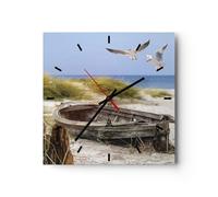 Orologio da Parete in Vetro 40x40cm Spiaggia gabbiani Łódź Moderno Silenzioso