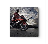 Orologio da Parete in Vetro 40x40cm Sport corsa moto viaggio Moderno Silenzioso