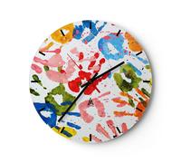 Orologio da Parete in Vetro 40x40cm Stampe mani composizione multicolore