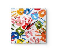 Orologio da Parete in Vetro 40x40cm Stampe mani composizione multicolore