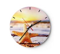 Orologio da Parete in Vetro 40x40cm Stella marina Spiaggia sabbia oceano