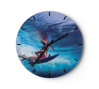 Orologio da Parete in Vetro 40x40cm Surf Donna Subacqueo Moderno Silenzioso