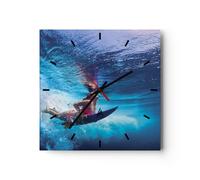 Orologio da Parete in Vetro 40x40cm Surf Donna Subacqueo Moderno Silenzioso