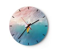Orologio da Parete in Vetro 40x40cm Surf onda luce Moderno Silenzioso