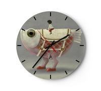 Orologio da Parete in Vetro 40x40cm Surreale pesce ragazzo Moderno Silenzioso