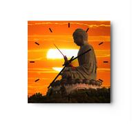 Orologio da Parete in Vetro 40x40cm tempio buddha Moderno Silenzioso Decorazione