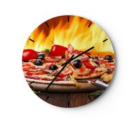Orologio da Parete in Vetro 40x40cm Torta cottura pizza formaggio Silenzioso