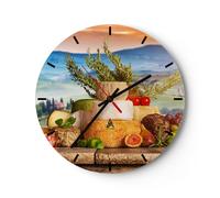 Orologio da Parete in Vetro 40x40cm Toscana formaggio frutta italia Silenzioso