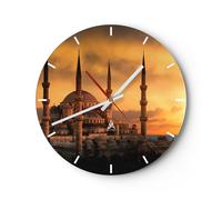 Orologio da Parete in Vetro 40x40cm Tramonto istanbul Turchia viaggiare