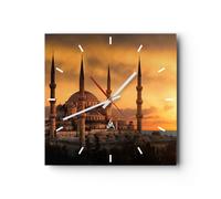 Orologio da Parete in Vetro 40x40cm Tramonto istanbul Turchia viaggiare